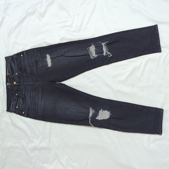 7 For All Mankind Destroyed High Waist Josefina Jeans, Color Black Wash Size 26 - Picture 1 of 15